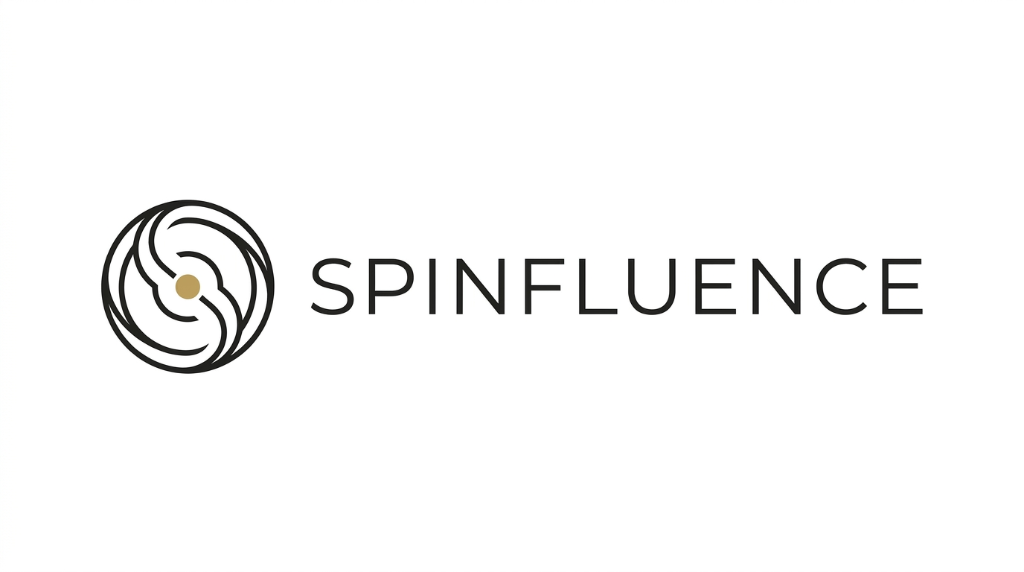 Spinfluence primary logo — dark wordmark with spin-mark icon on white background